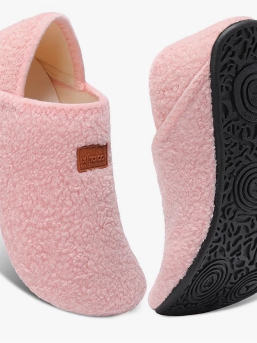 Women's Pink Sherpa Slip-On Slippers with Cushioned Sole